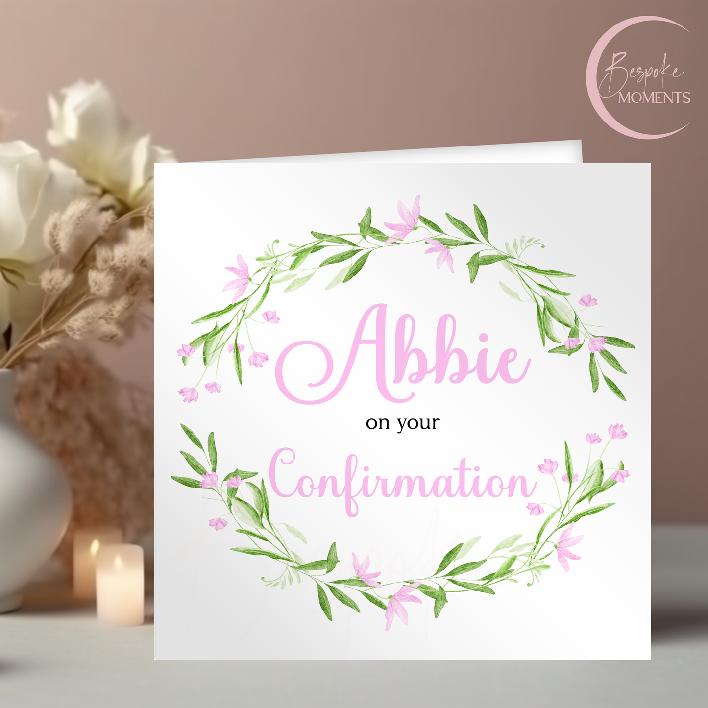 Floral Grace: A Personalised Confirmation Card