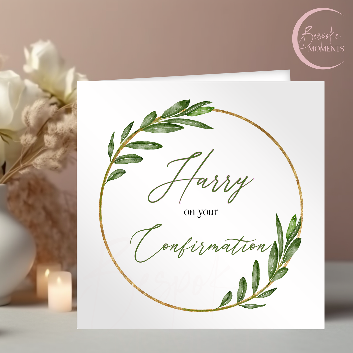 Olive Branch Serenity: A Personalised Confirmation Card