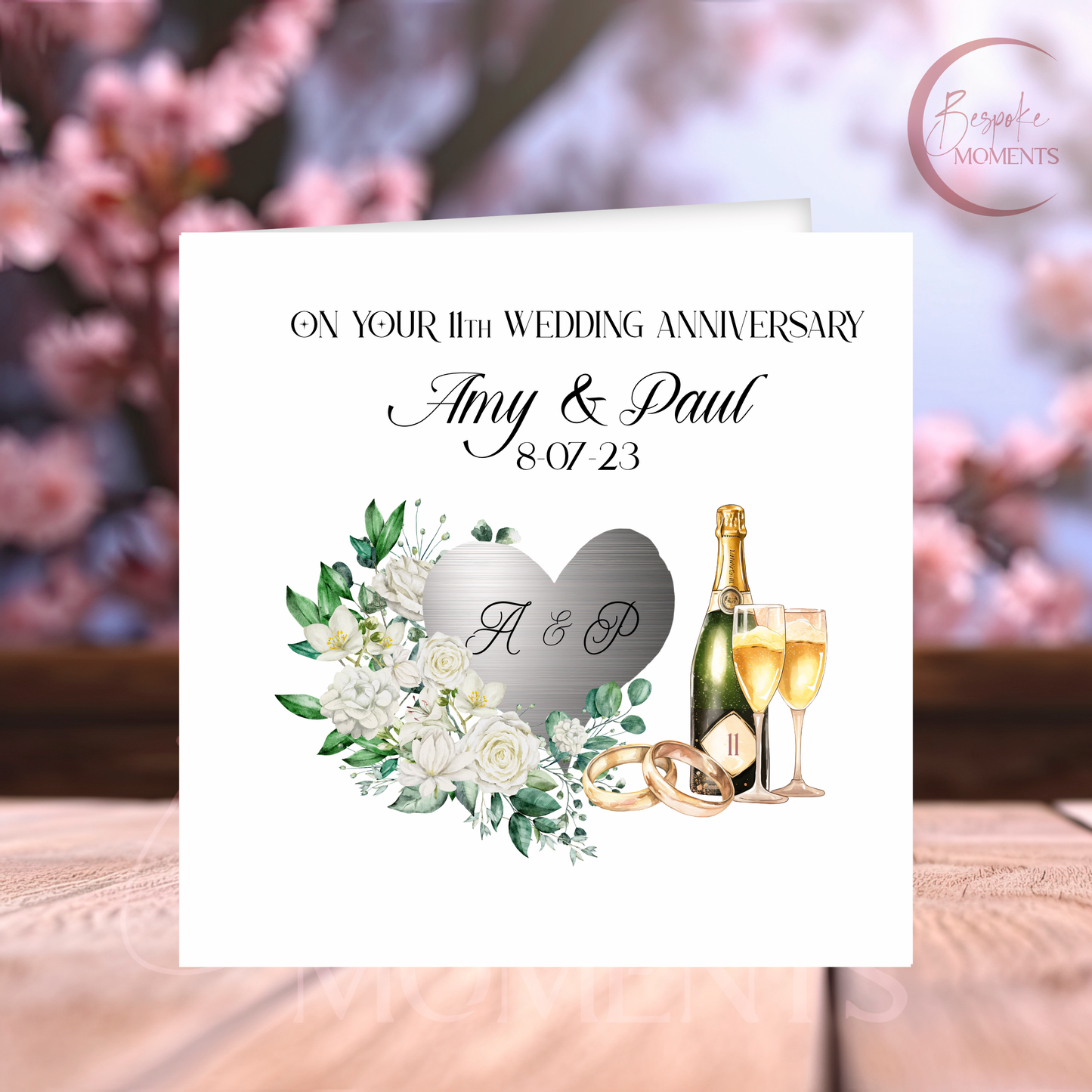 Steel Romance : A Personalised 11th Wedding Anniversary Card