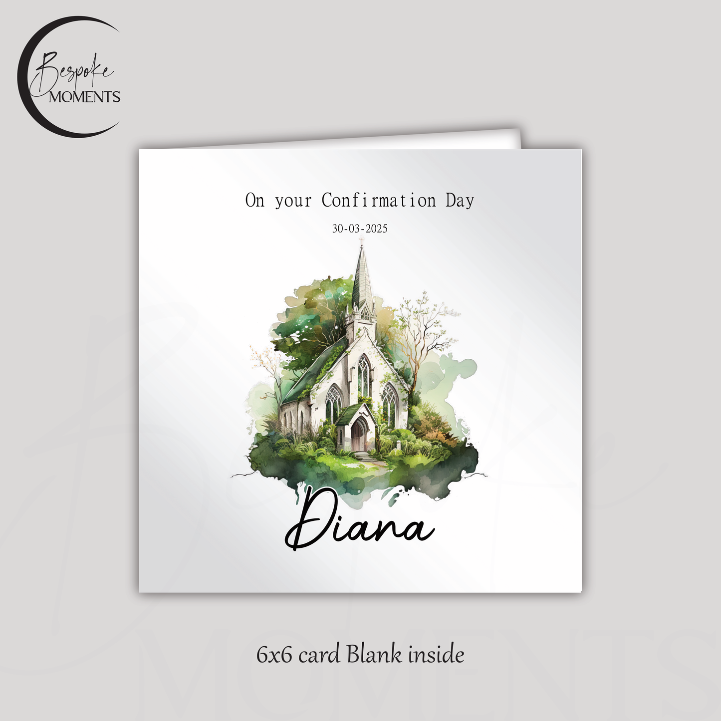 Timeless Church Serenity: A Personalised Confirmation Card