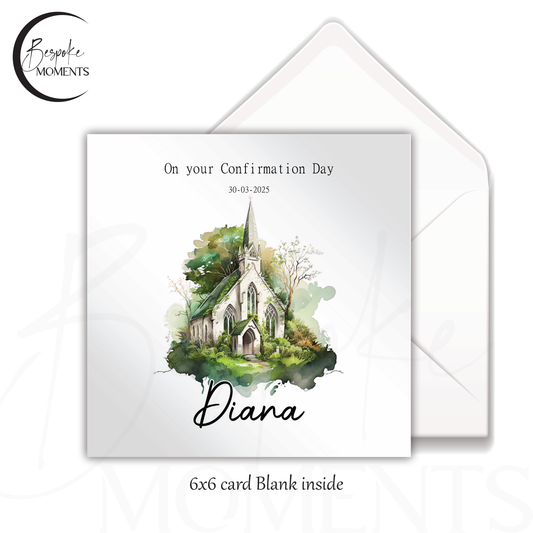 Timeless Church Serenity: A Personalised Confirmation Card