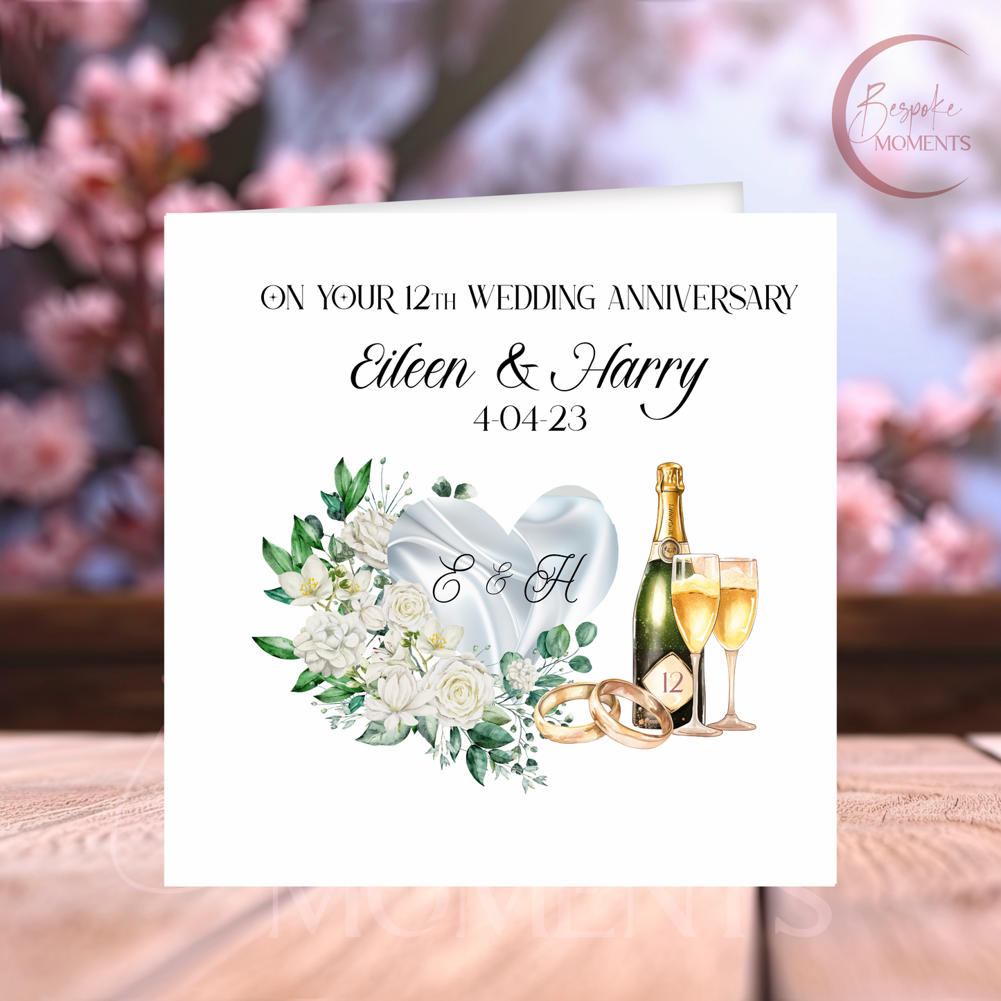 Silken Love : A Personalised 12th Wedding Anniversary Card