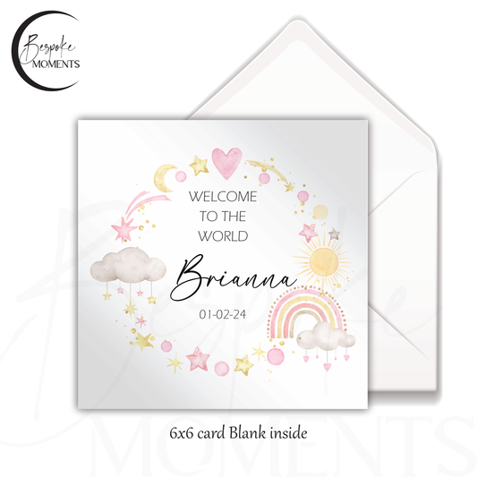 Hearts and Rainbows: A Personalised New Baby Card