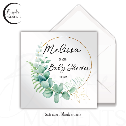 Eucalyptus Bloom: A Personalised Baby Shower Card