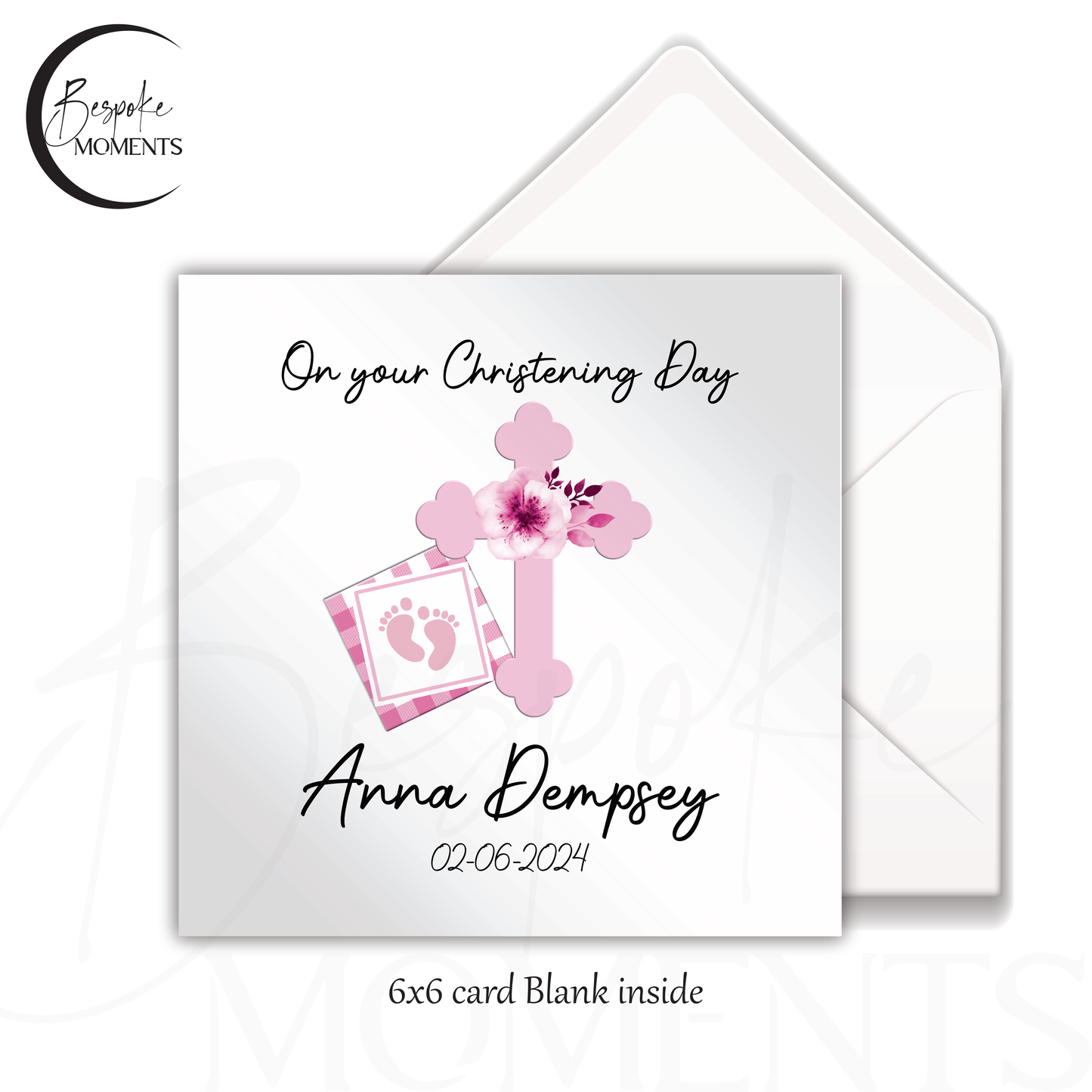 Pink Blessings: A Personalised Christening Card