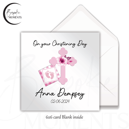 Pink Blessings: A Personalised Christening Card