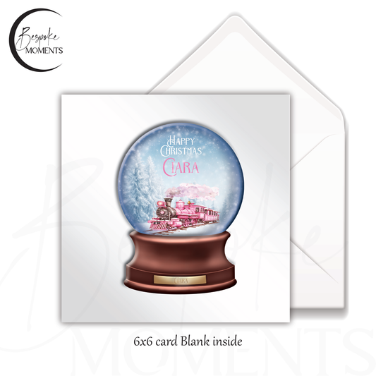 Steam Train : Blue or Pink : A Personalised Christmas Card