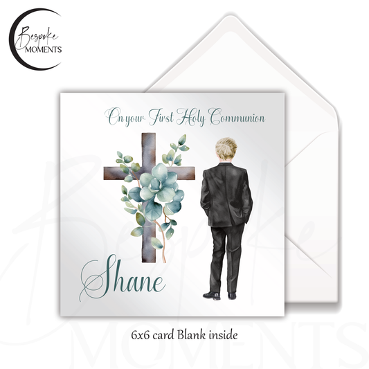 Cherished Communion Boy: A Personalised First Holy Communion Card