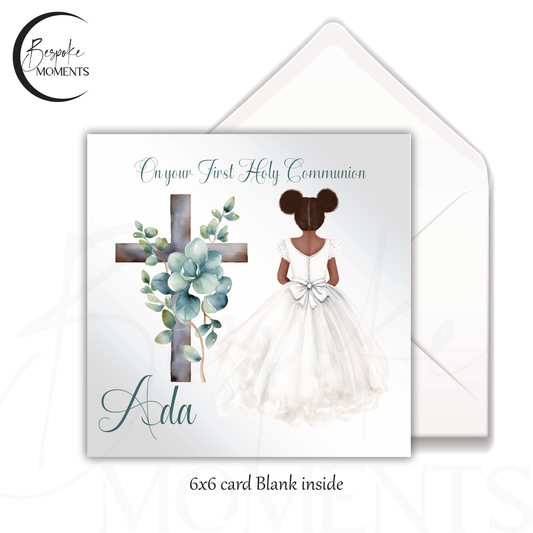 Cherished Communion Girl: A Personalised First Holy Communion Card